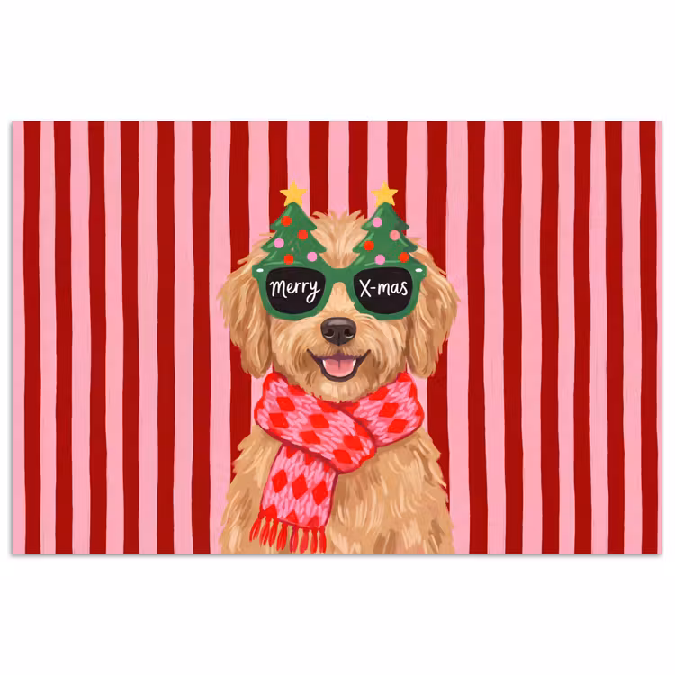 Poster - Hund – Weihnachten – Rot — 1