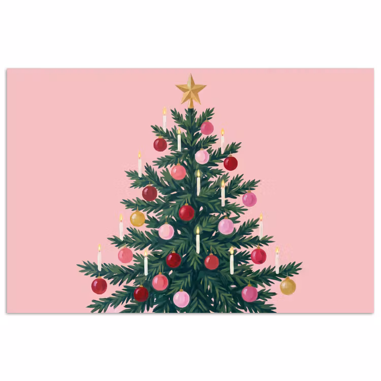 Poster - Weihnachtsbaum – Weihnachten – Rosa — 1