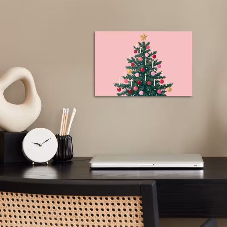 Poster - Weihnachtsbaum – Weihnachten – Rosa — 2