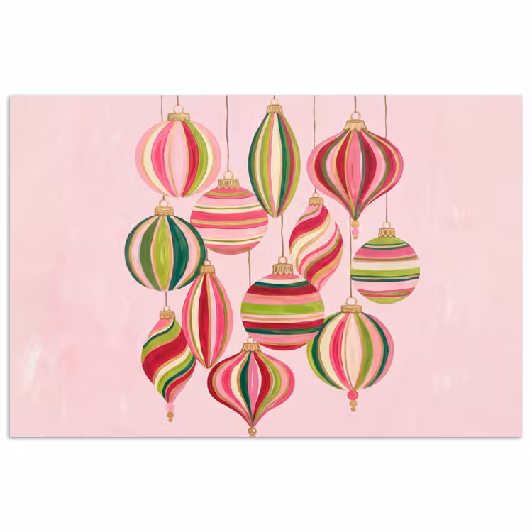 Poster - Weihnachtsdekoration – Gestreift – Rosa — 1