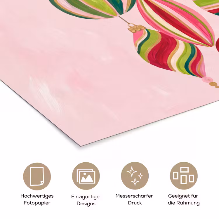 Poster - Weihnachtsdekoration – Gestreift – Rosa — 5