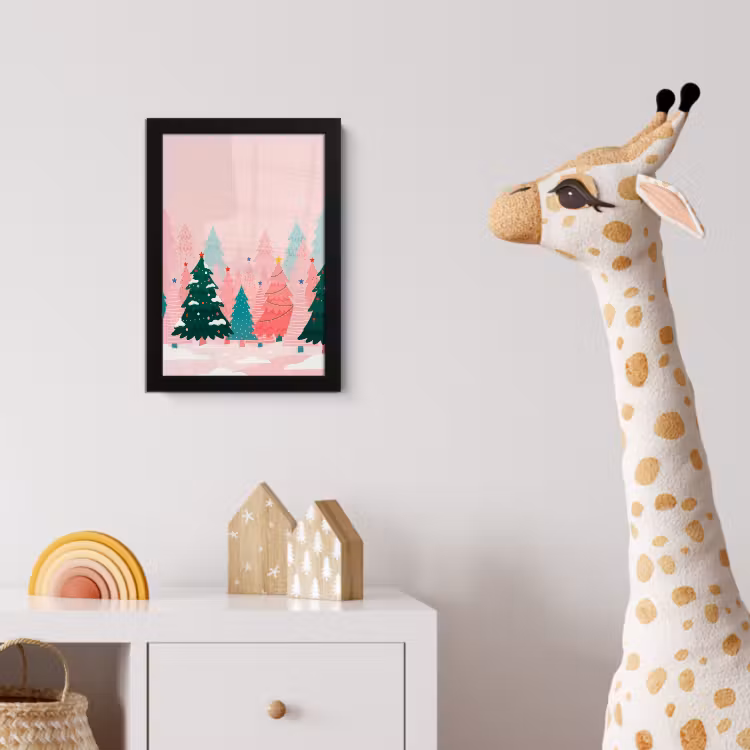 Bilder mit Rahmen - Weihnachtsbäume – Illustration – Rosa — 5