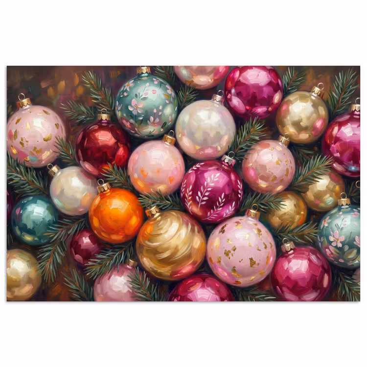 Poster - Weihnachtskugeln – Bunt – Festlich — 1