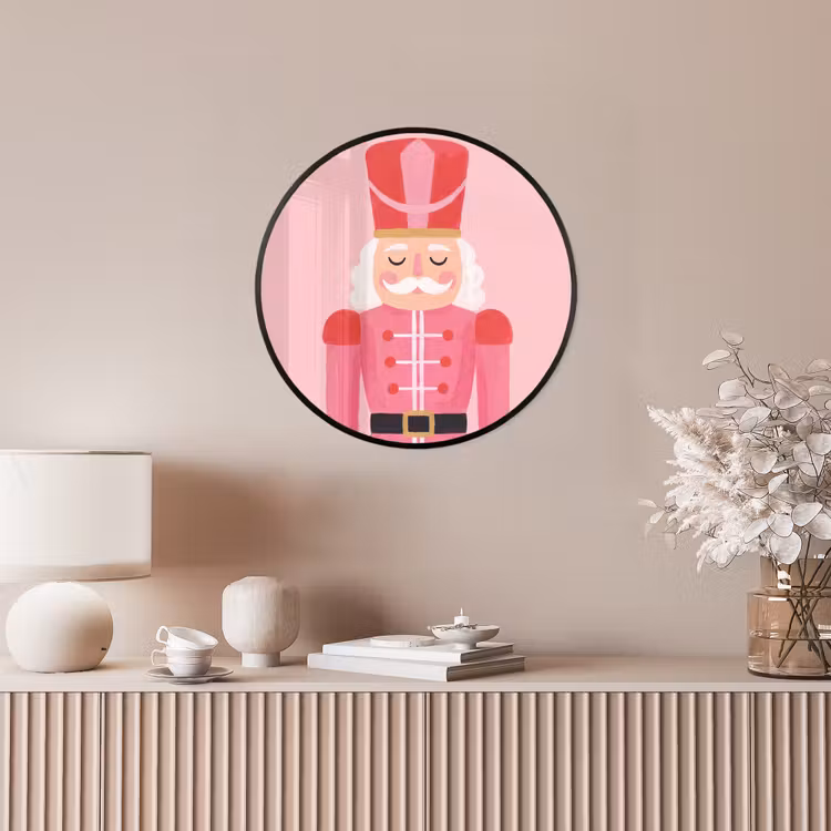 Poster im Rahmen Rund - Nussknacker – rosa Illustration — 5