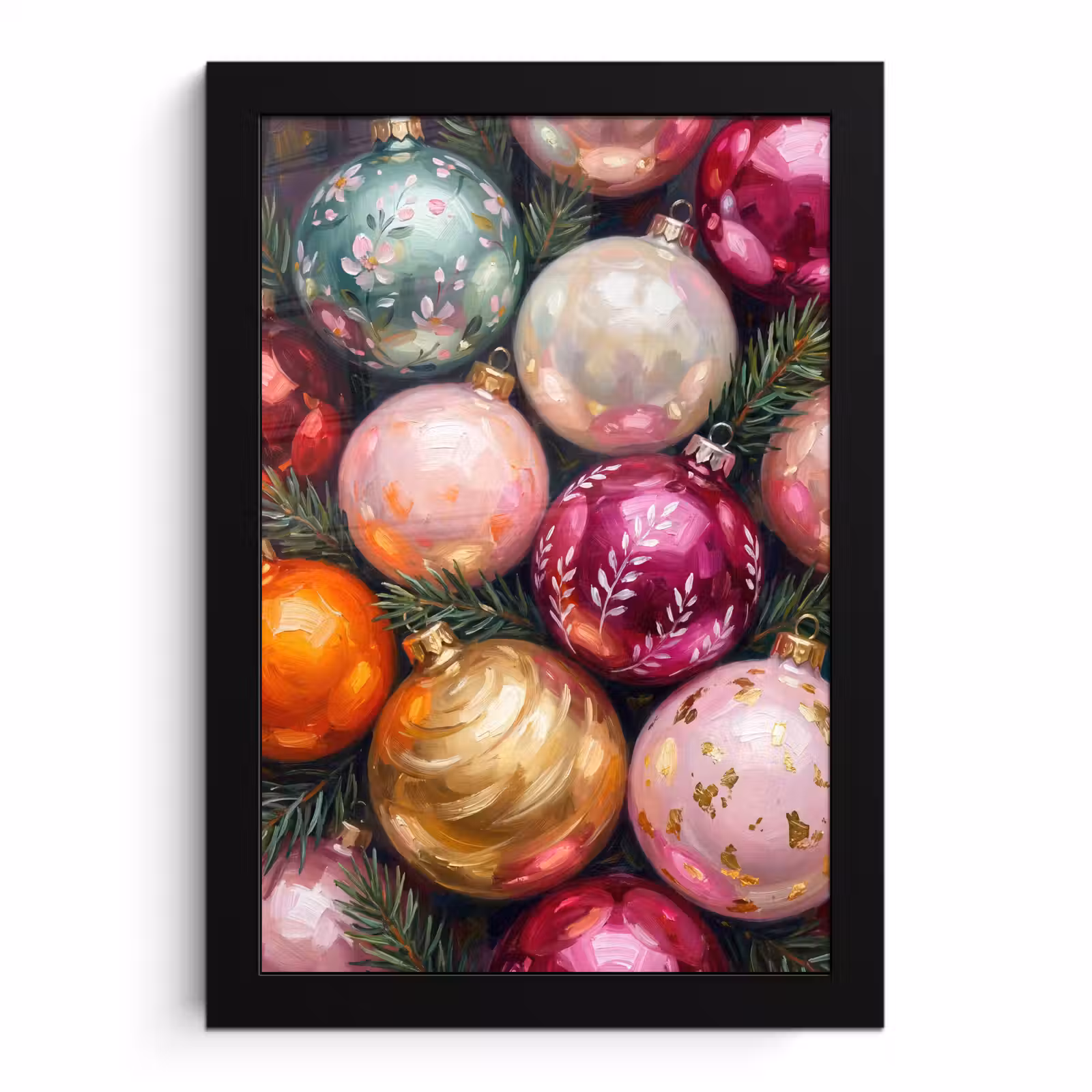 Bilder mit Rahmen - Weihnachtskugeln – Bunt – Festlich — 1