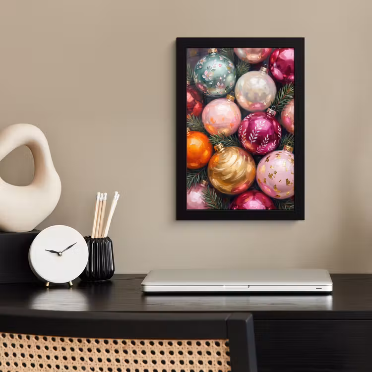 Bilder mit Rahmen - Weihnachtskugeln – Bunt – Festlich — 2