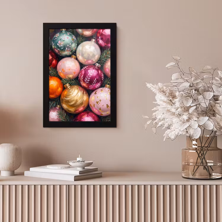 Bilder mit Rahmen - Weihnachtskugeln – Bunt – Festlich — 4