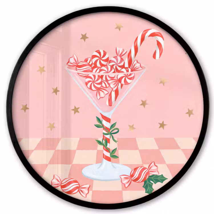 Poster im Rahmen Rund - Süßigkeiten – Glas – Rosa — 1