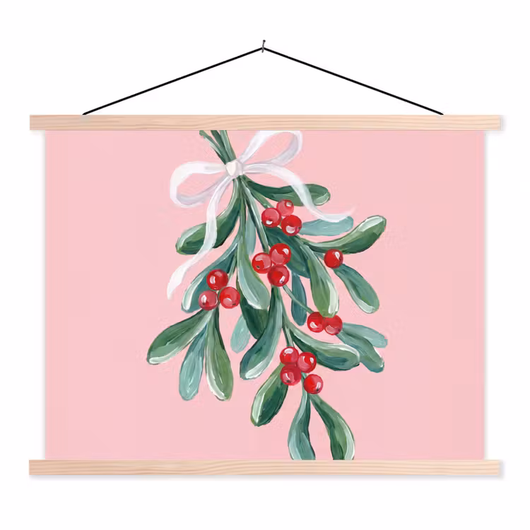 Stoffbild - Pflanze – Weihnachten – Rosa — 1