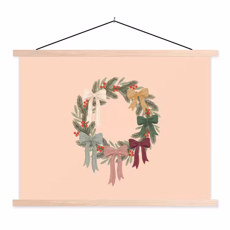 Stoffbild - Weihnachtskranz – Schleifen – Weihnachten — 1