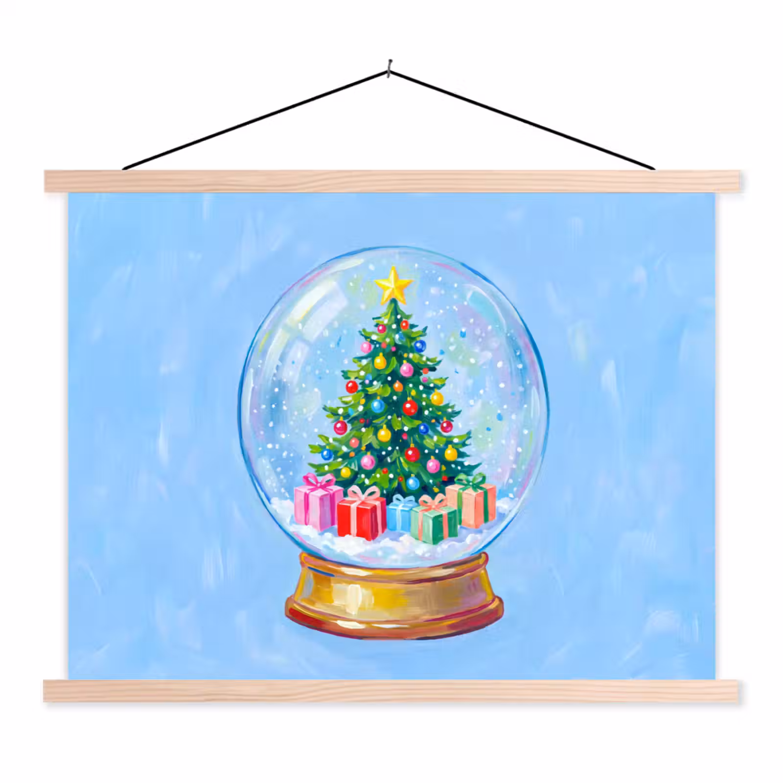 Stoffbild - Schneekugel – Weihnachten – Geschenke — 1