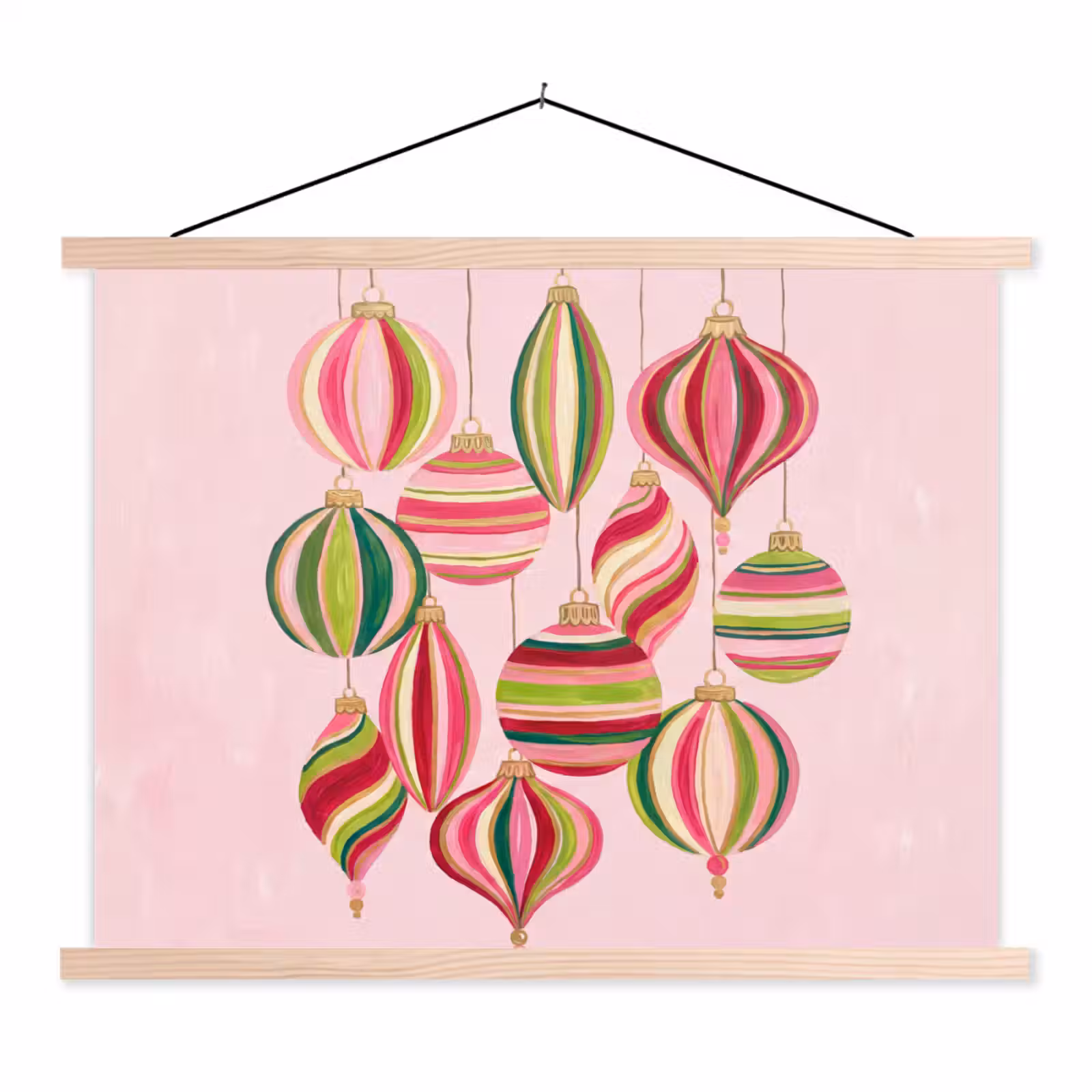 Stoffbild - Weihnachtsdekoration – Gestreift – Rosa — 1