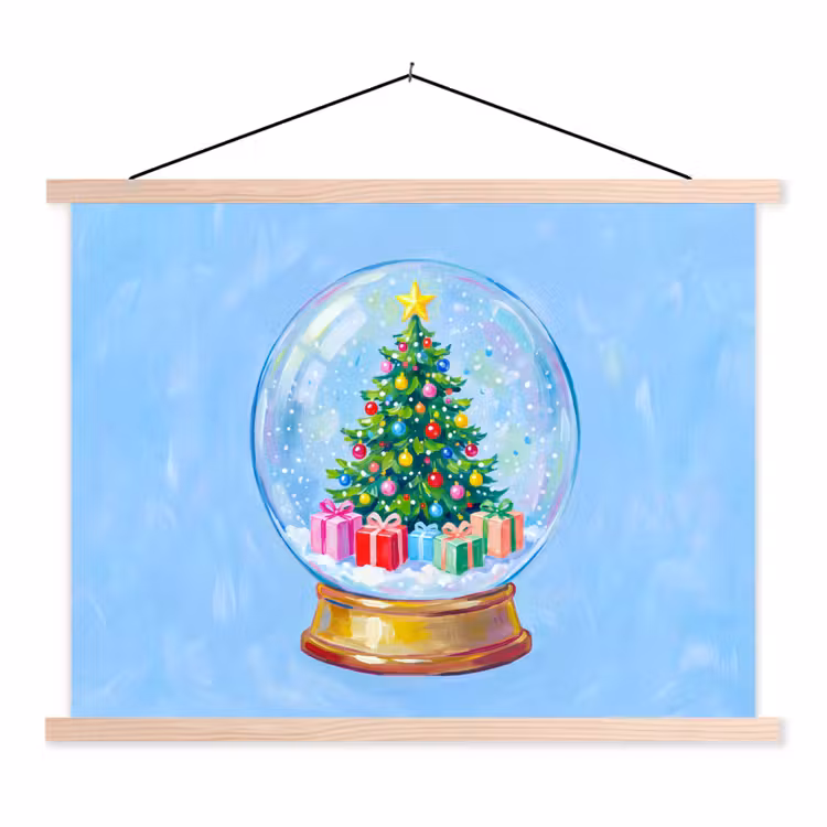 Stoffbild - Schneekugel – Weihnachten – Geschenke — 1