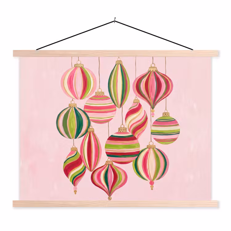 Stoffbild - Weihnachtsdekoration – Gestreift – Rosa — 1