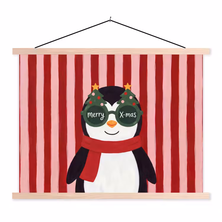 Stoffbild - Pinguin – Weihnachten – Illustration — 1