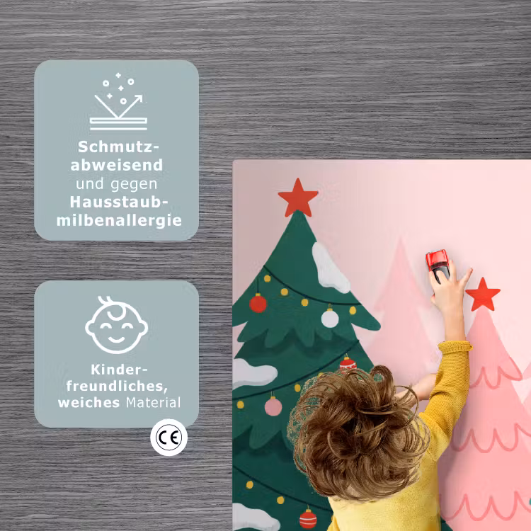 Spielmatte - Weihnachtsbäume – Illustration – Rosa — 3