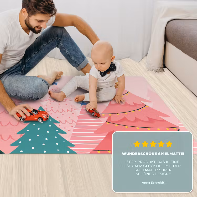 Spielmatte - Weihnachtsbäume – Illustration – Rosa — 4
