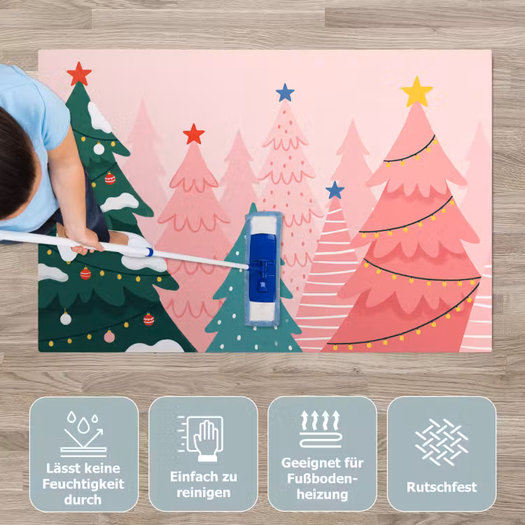 Spielmatte - Weihnachtsbäume – Illustration – Rosa — 5