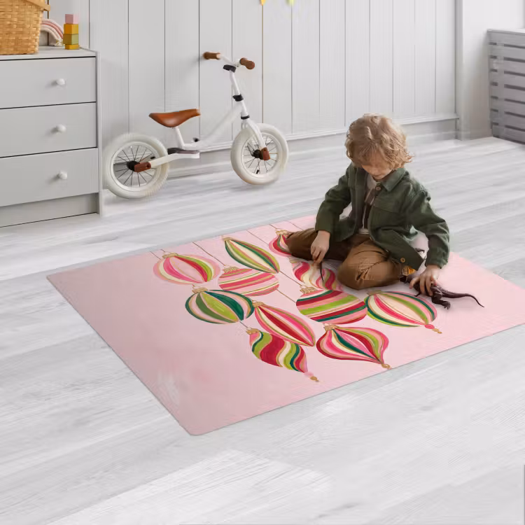 Spielmatte - Weihnachtsdekoration – Gestreift – Rosa — 2
