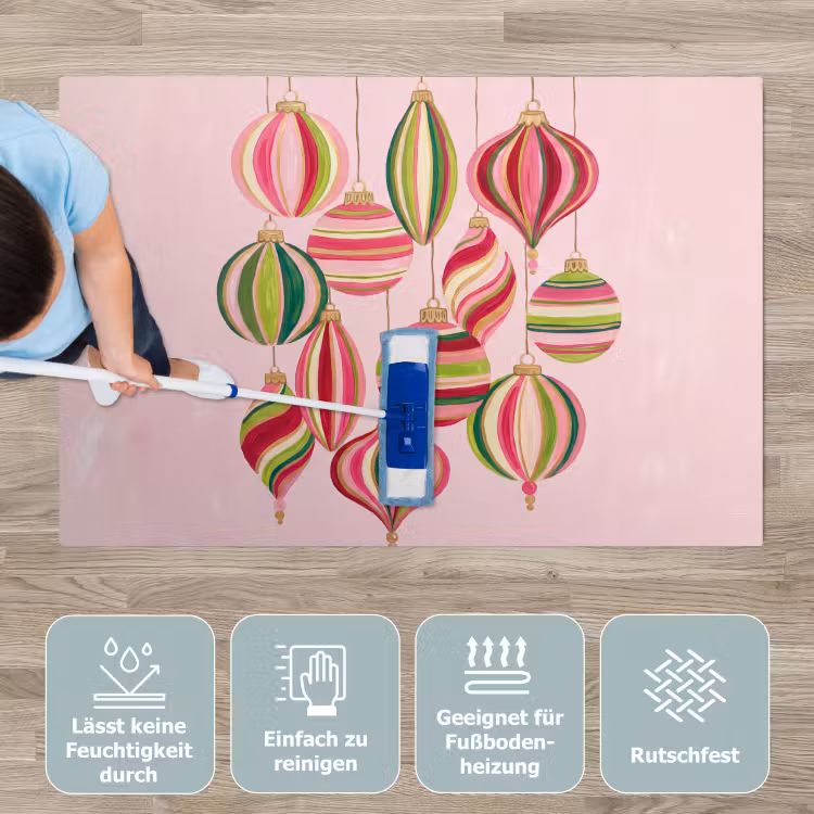 Spielmatte - Weihnachtsdekoration – Gestreift – Rosa — 5