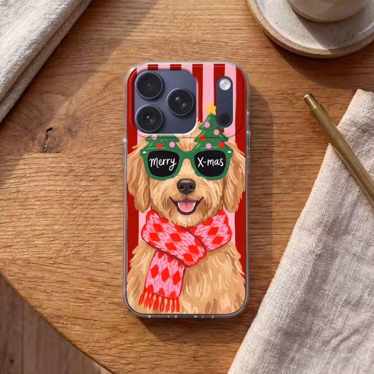 Handyhülle - Hund – Weihnachten – Rot — 2