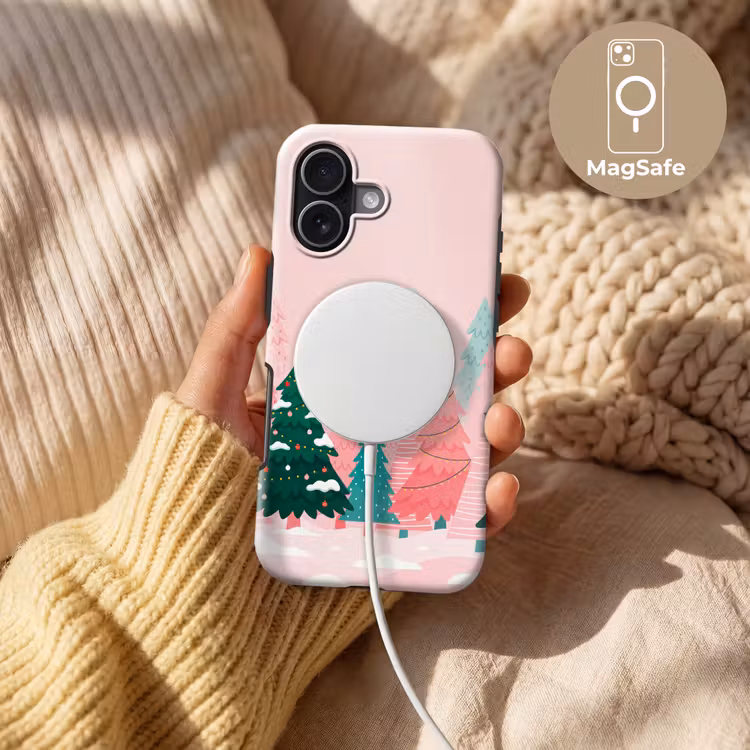 Handyhülle Toughcase - Weihnachtsbäume – Illustration – Rosa — 8