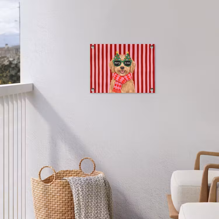 Gartenposter - Hund – Weihnachten – Rot — 5
