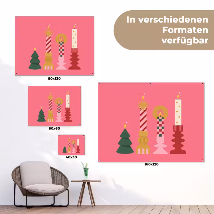 Gartenposter - Kerzen – Party – Rosa — 6