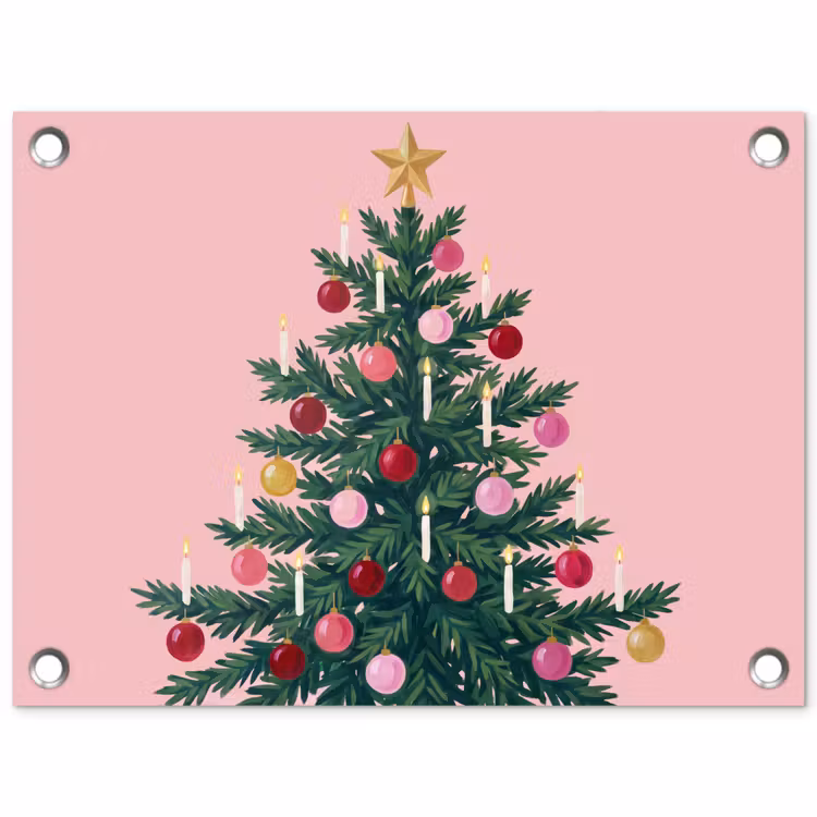 Gartenposter - Weihnachtsbaum – Weihnachten – Rosa — 1