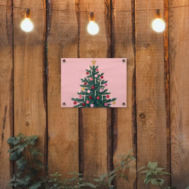 Gartenposter - Weihnachtsbaum – Weihnachten – Rosa — 2