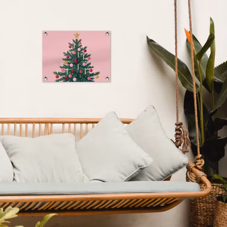 Gartenposter - Weihnachtsbaum – Weihnachten – Rosa — 4