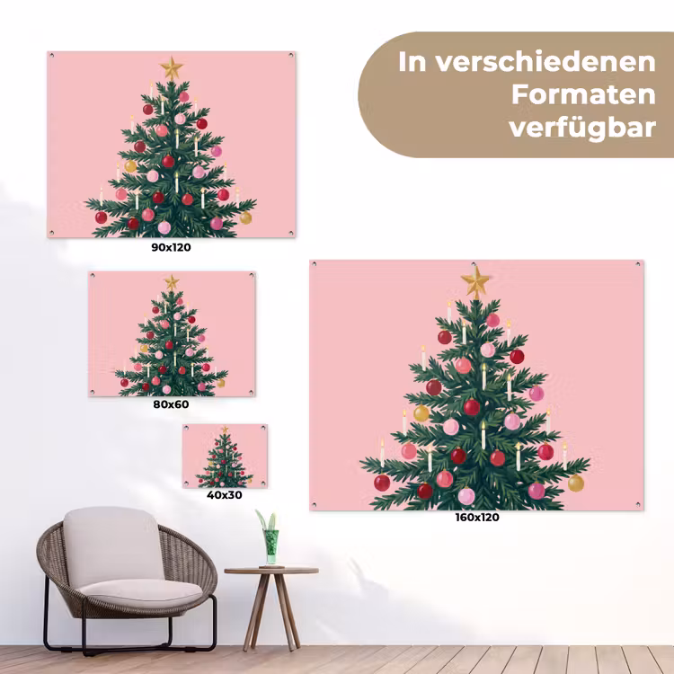 Gartenposter - Weihnachtsbaum – Weihnachten – Rosa — 6