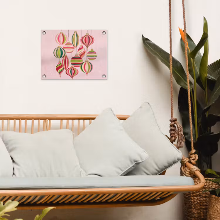 Gartenposter - Weihnachtsdekoration – Gestreift – Rosa — 4