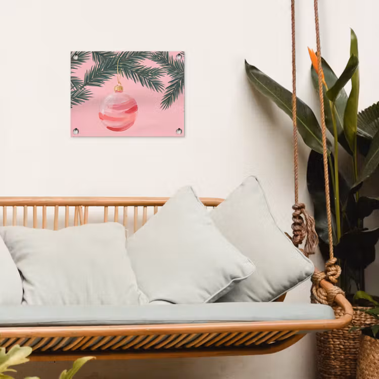 Gartenposter - Weihnachtskugel – Rosa – Weihnachten — 4
