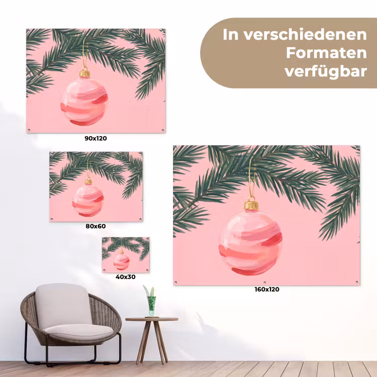 Gartenposter - Weihnachtskugel – Rosa – Weihnachten — 6