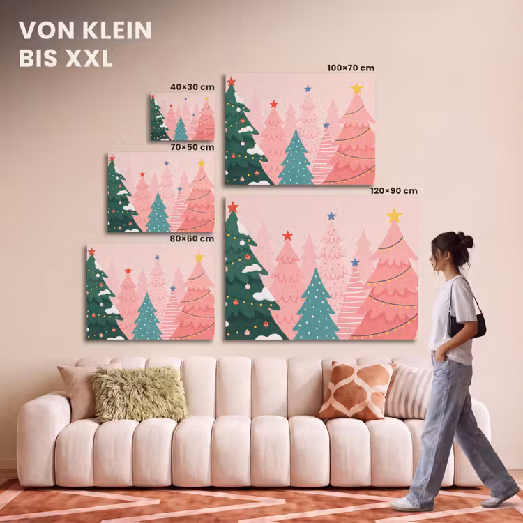 Akustikbild - Weihnachtsbäume – Illustration – Rosa — 7