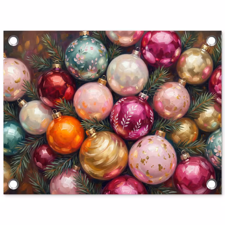 Gartenposter - Weihnachtskugeln – Bunt – Festlich — 1
