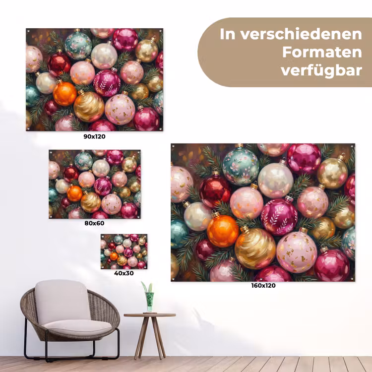 Gartenposter - Weihnachtskugeln – Bunt – Festlich — 6
