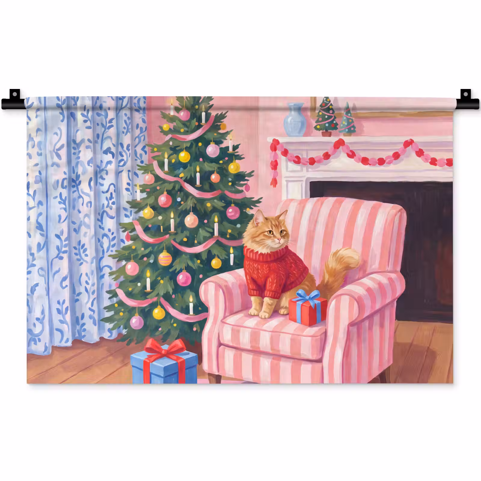 Wandteppich - Katze – Weihnachten – Inneneinrichtung — 1