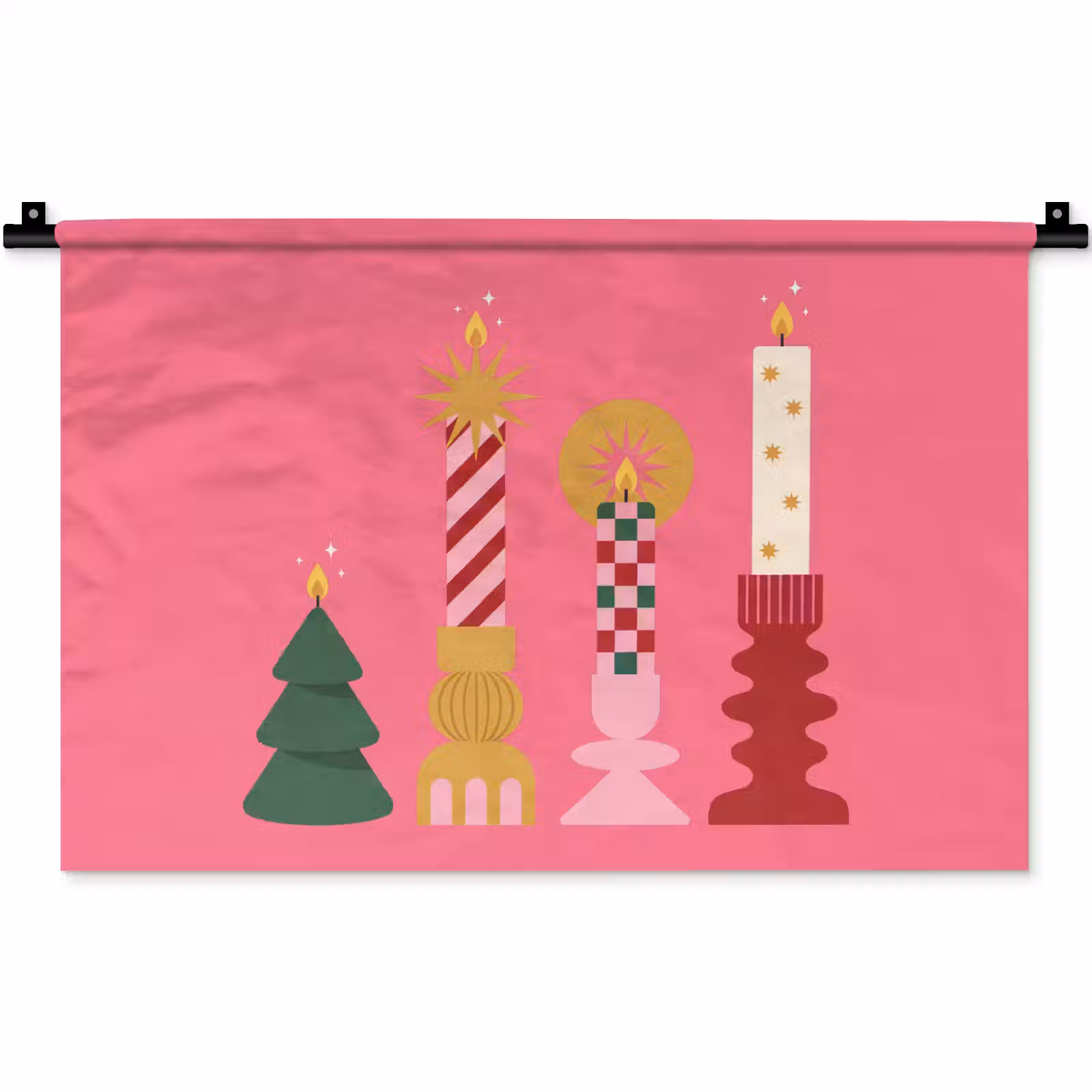 Wandteppich - Kerzen – Party – Rosa — 1
