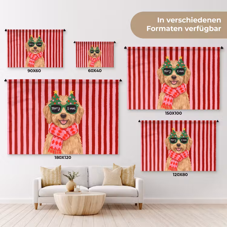 Wandteppich - Hund – Weihnachten – Rot — 8