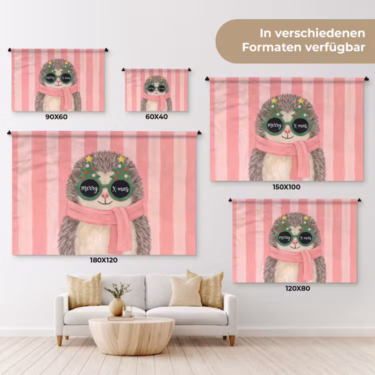 Wandteppich - Igel – Weihnachten – Illustration — 8