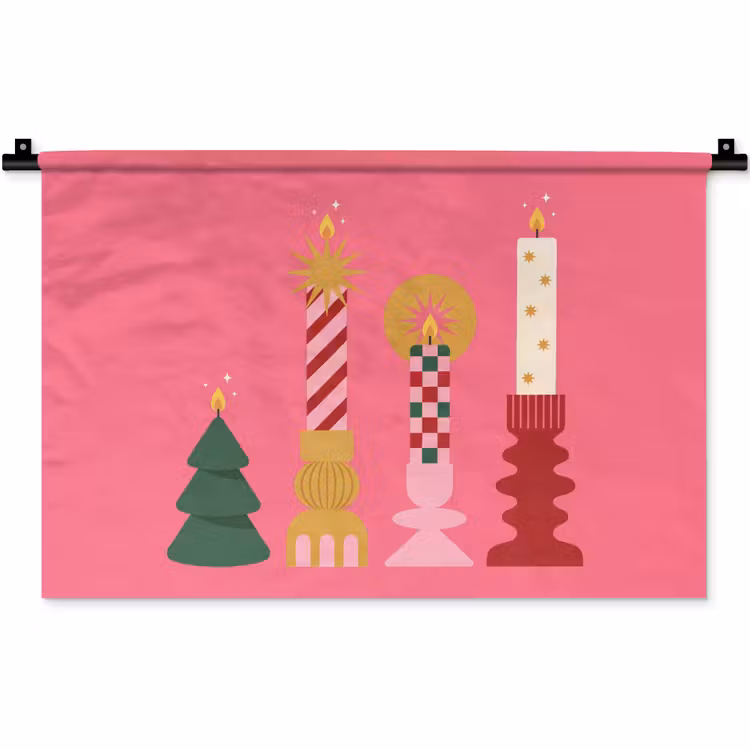 Wandteppich - Kerzen – Party – Rosa — 1
