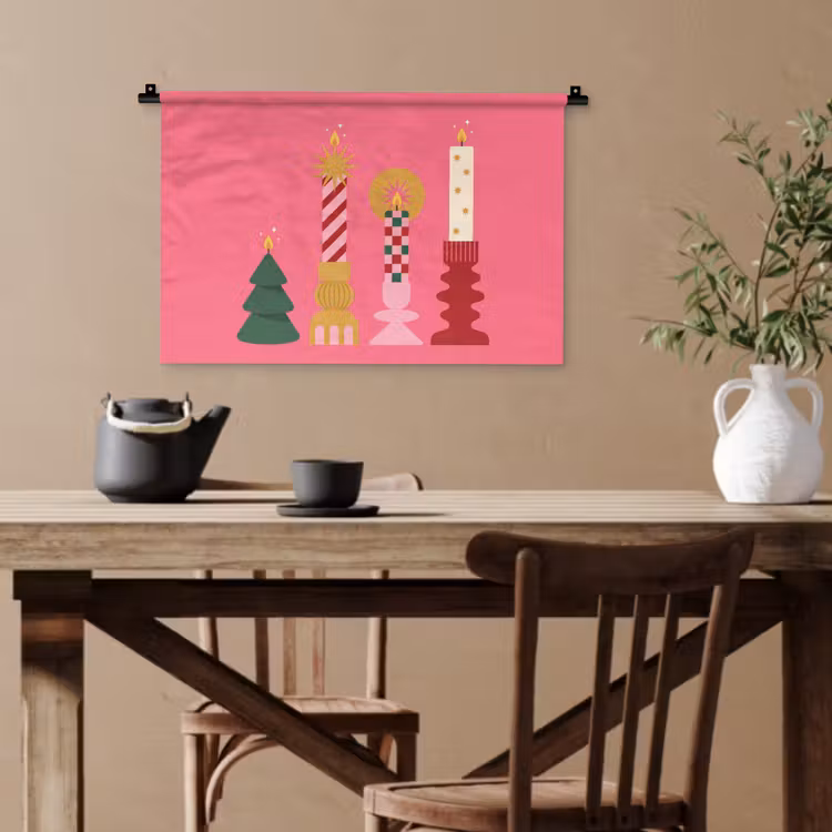 Wandteppich - Kerzen – Party – Rosa — 3