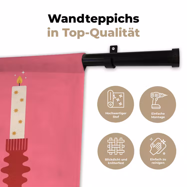 Wandteppich - Kerzen – Party – Rosa — 7