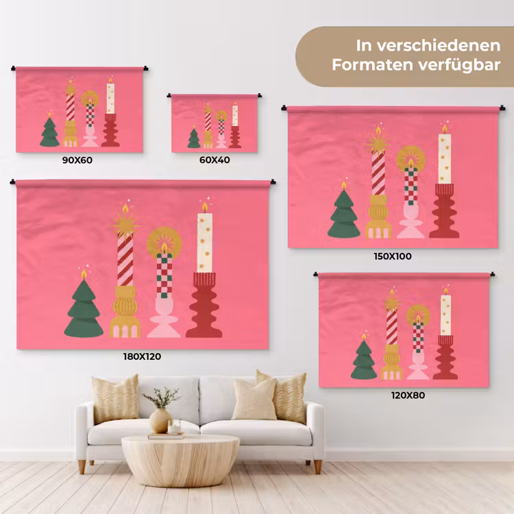 Wandteppich - Kerzen – Party – Rosa — 8