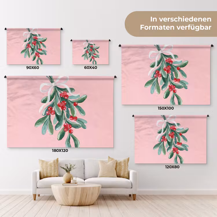 Wandteppich - Pflanze – Weihnachten – Rosa — 8