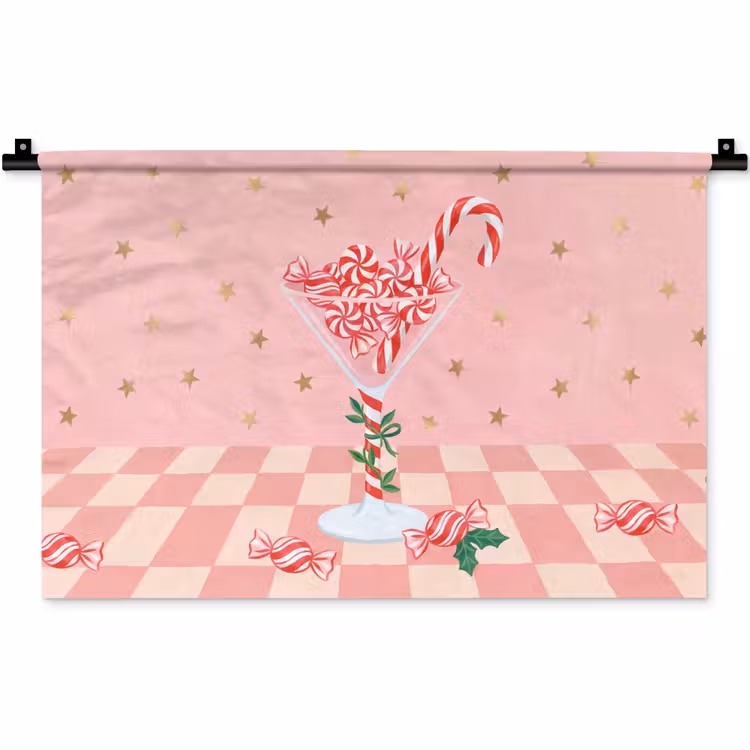 Wandteppich - Süßigkeiten – Glas – Rosa — 1