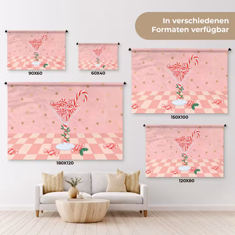 Wandteppich - Süßigkeiten – Glas – Rosa — 8