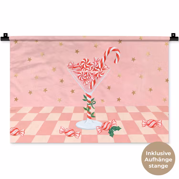 Wandteppich - Süßigkeiten – Glas – Rosa — 9
